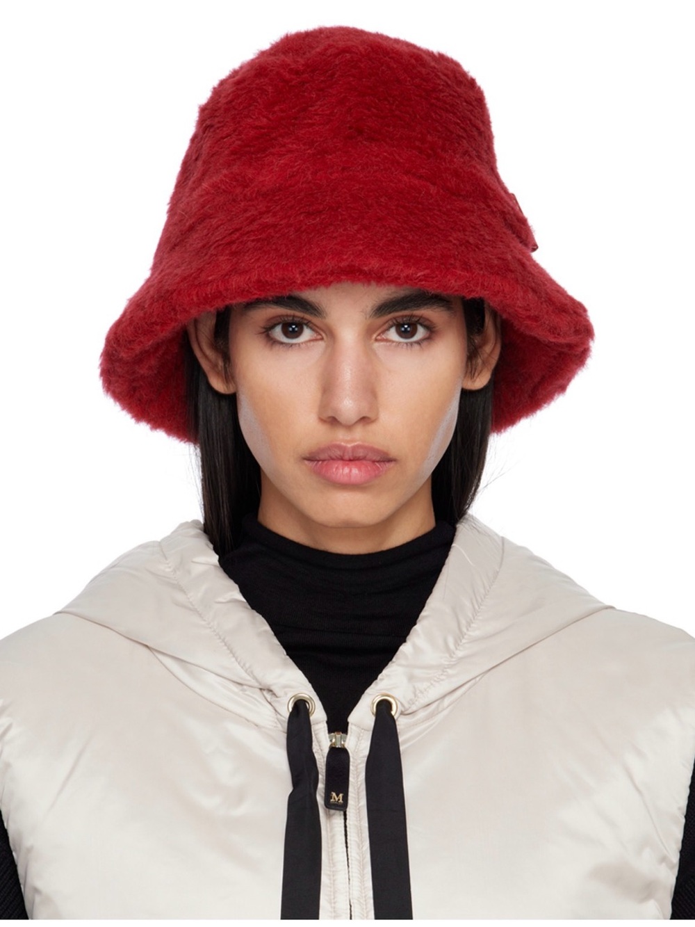 Max Mara red fleece bucket hat